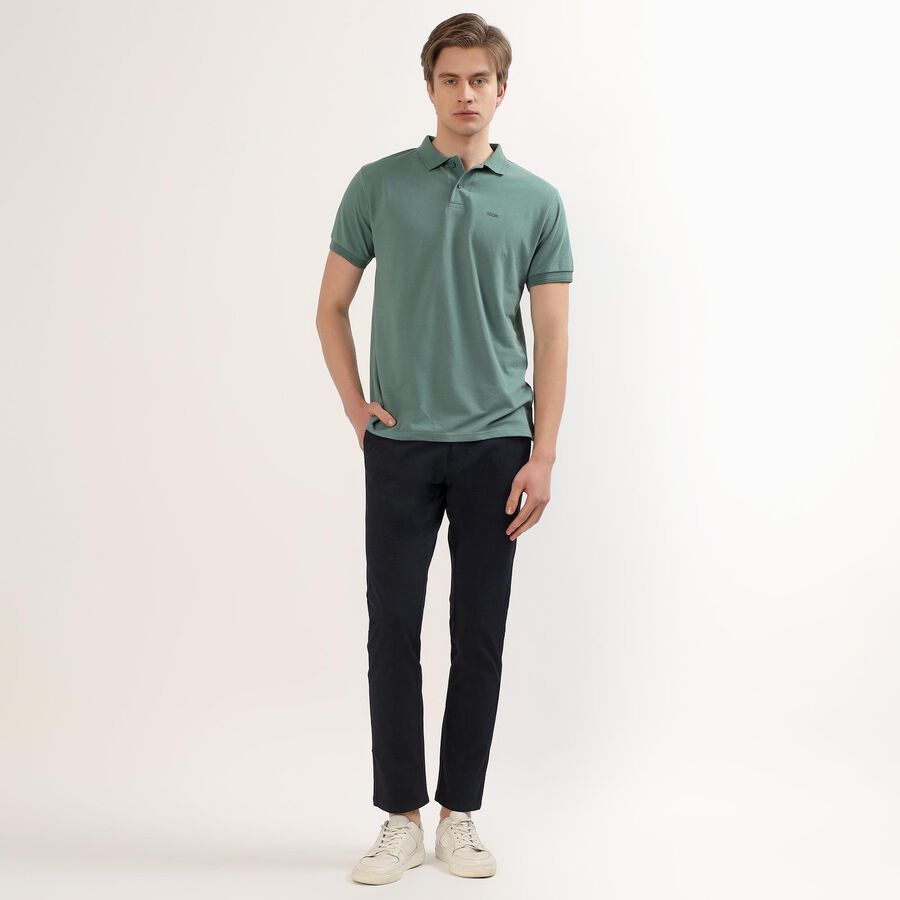 Men's Muted Sage Green Polo Collar Casual T-Shirt, गहरा हरा, large image number null