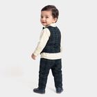 Infants' Navy Blue 100% Cotton Collared Neck Checked Baba Suit, Navy Blue, small
