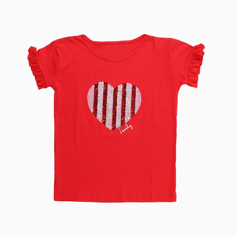 Girls' T-Shirt, Red, large image number null