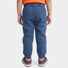 Boys' Navy Blue Jogger Fit Paneled Jeans, गहरा नीला, small