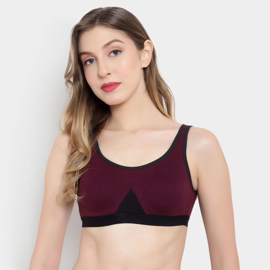 Solid Non-Padded Bra, Purple, large image number null