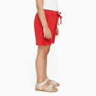 Girls' Bright Red Ruffle Hem Cotton Blend Shorts, Coral, small image number null