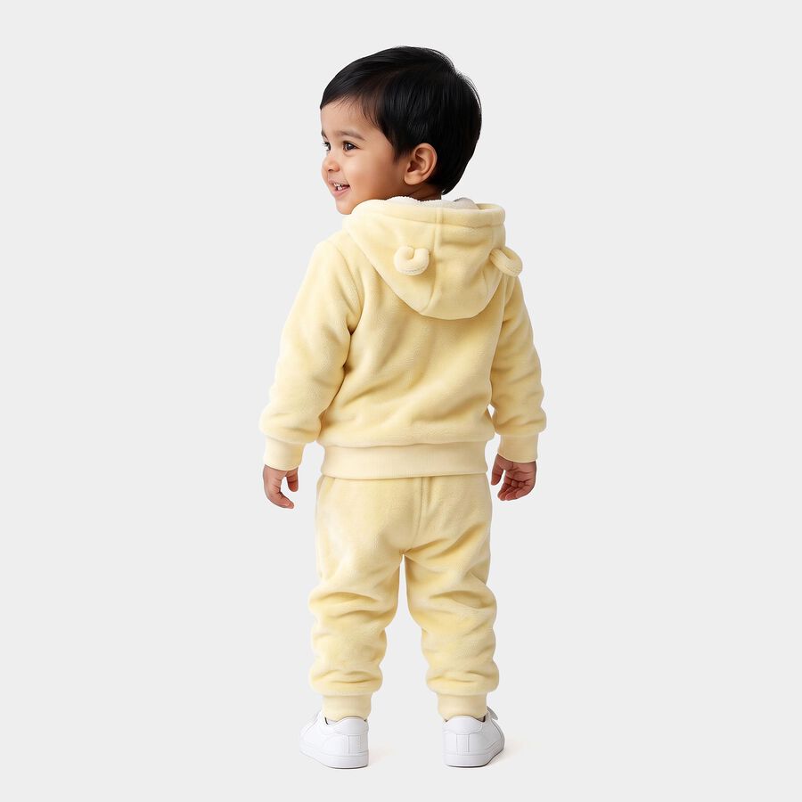 Infants' Yellow Hooded Bear Patch Baba Suit, Yellow, large