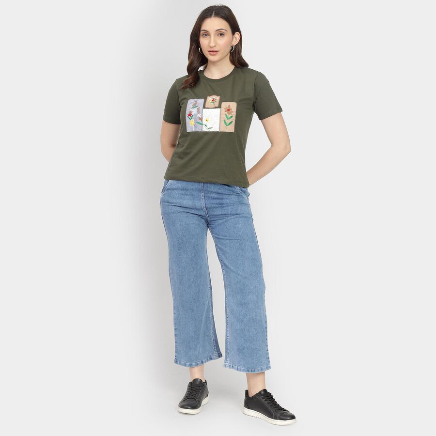 Ladies' Round Neck T-Shirt, Olive, large image number null