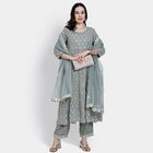 Ladies' Kurta Pyjama Set with Dupatta, हल्का ग्रे, small image number null