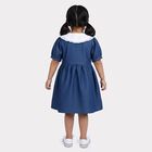 Girls' Blue Fit and Flare Lace Collar Frock, Mid Blue, small