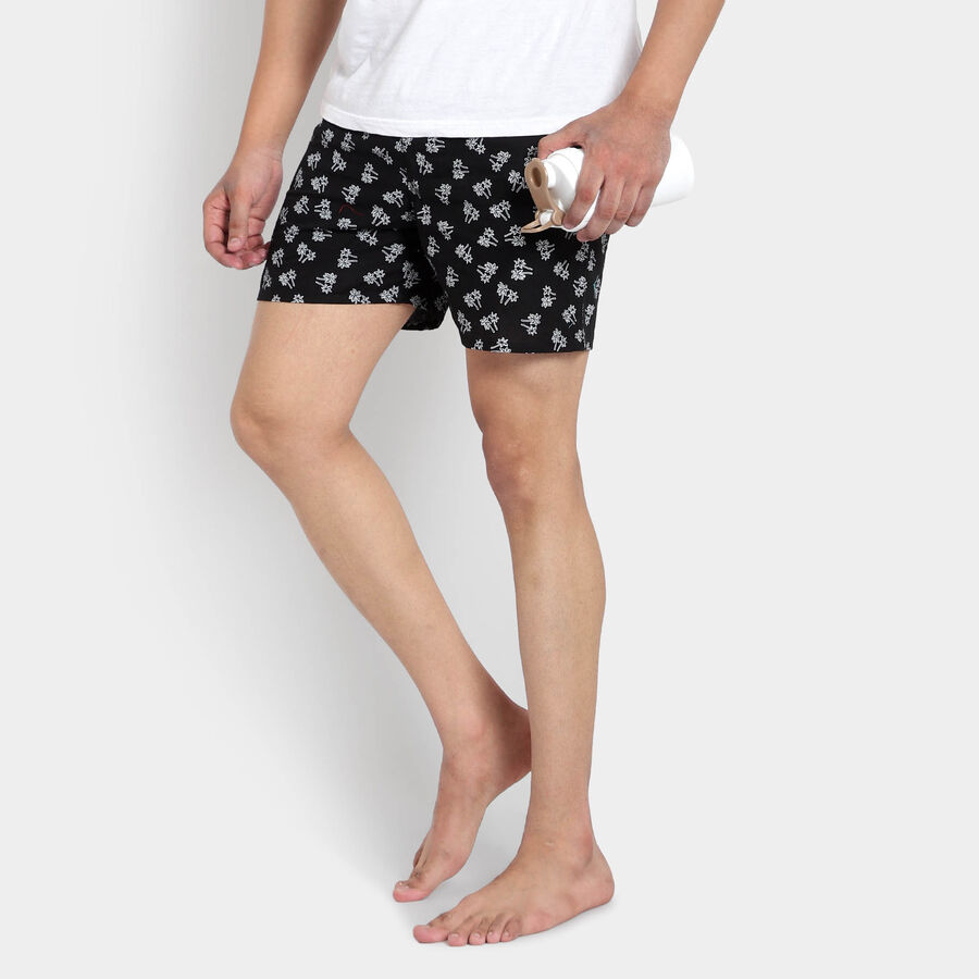 Cotton Printed Inner Elastic Boxers, Black, large image number null