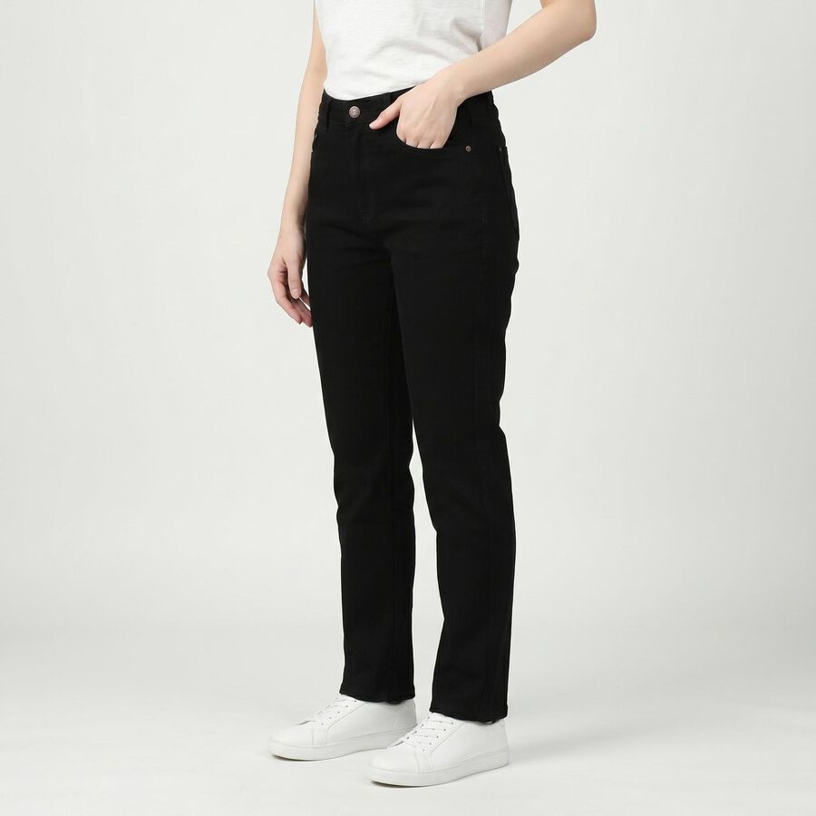 Women's Black Slim Fit Stretchable Jeans, Black, large