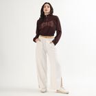 Women's Deep Brown High Neck Casual Sweatshirt, भूरा, small image number null