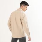 Men's Light Beige Spread Collar Casual Shirt, Beige, small image number null