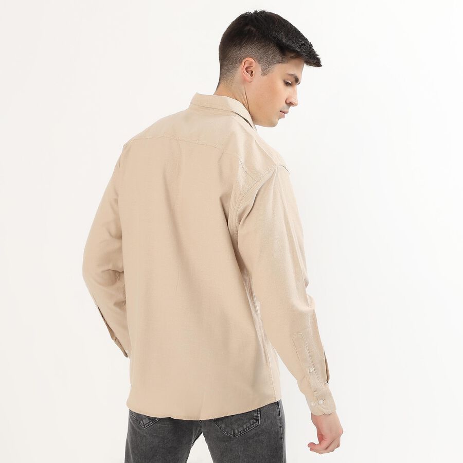 Men's Light Beige Spread Collar Casual Shirt, Beige, large image number null