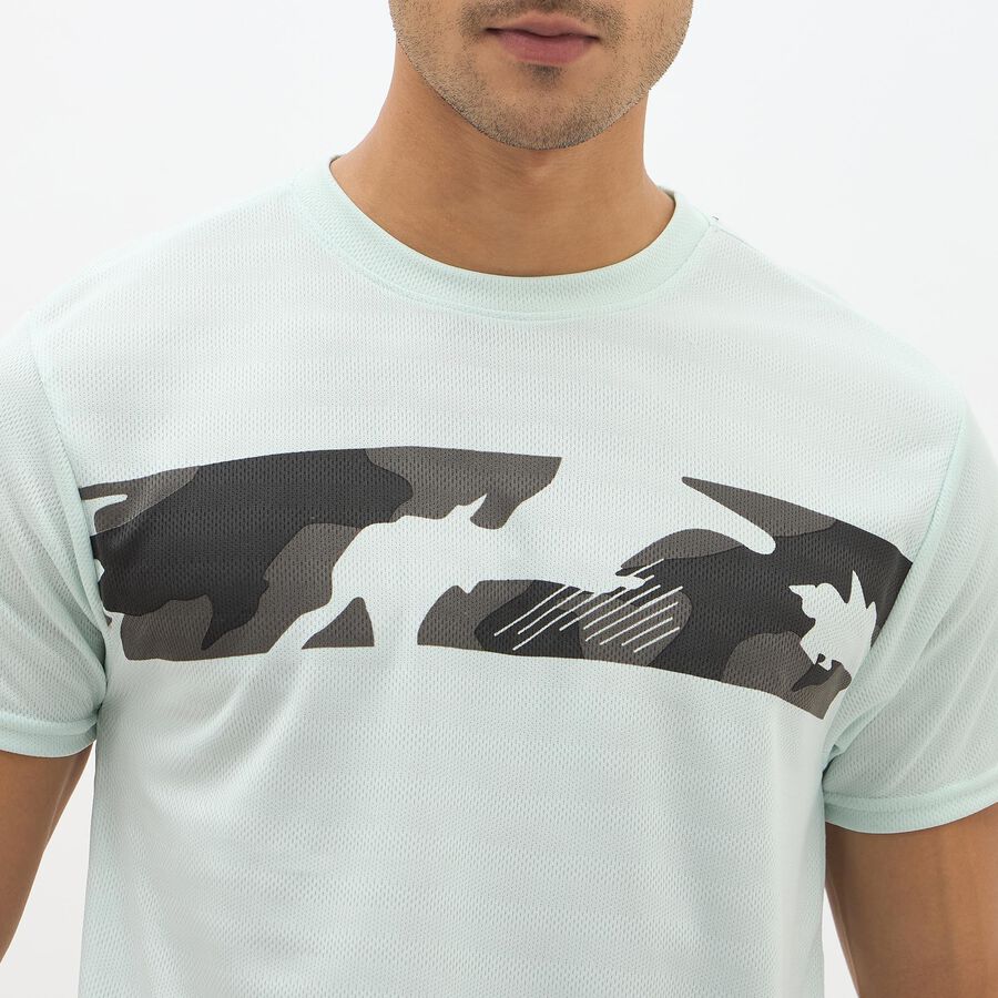 Men's Light Mint Green Crew Neck Graphic T-Shirt, हल्का हरा, large image number null
