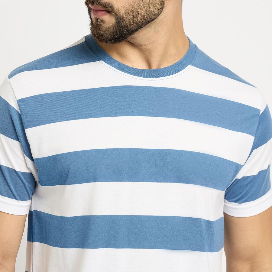 Men's Round Neck Half Sleeves T-Shirt , Mid Blue, large image number null