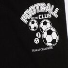 Boys' Jet Black Cotton Blend Football Print Pyjama, Black, small image number null