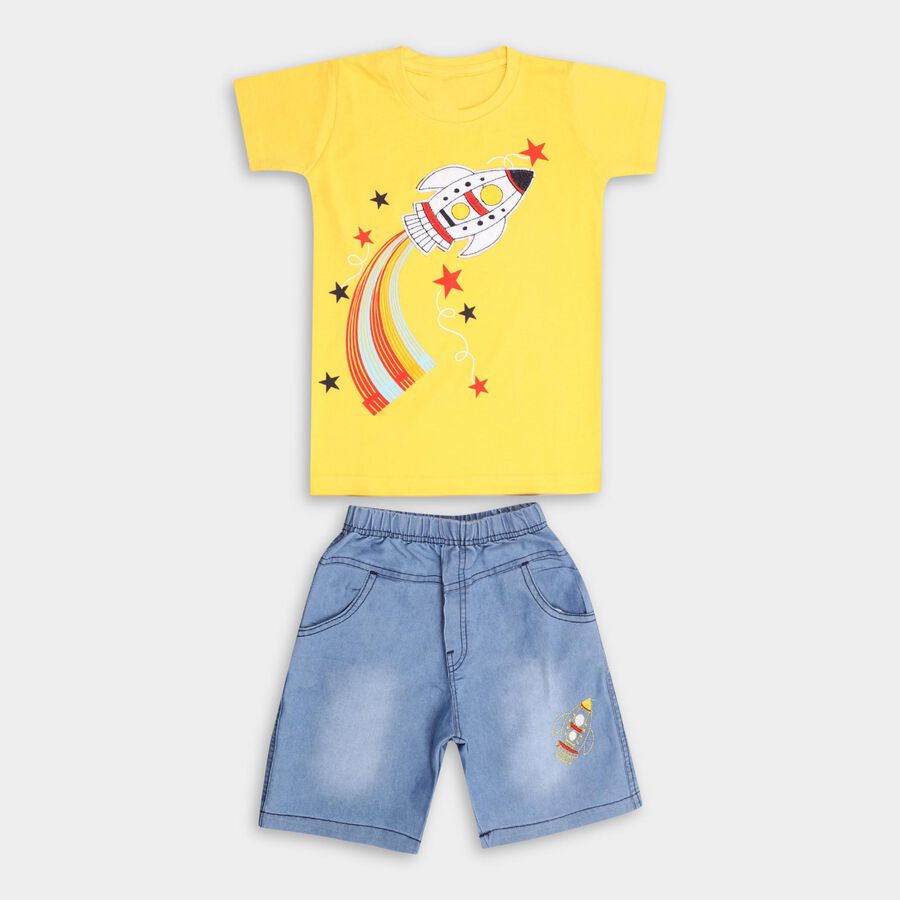 Boys' 100% Cotton Woven Baba Suit , Mustard, large image number null