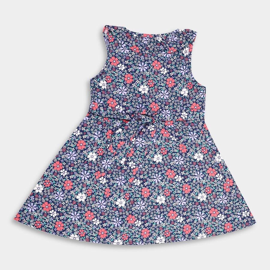 Girls' 100% Cotton Frock, Navy Blue, large image number null