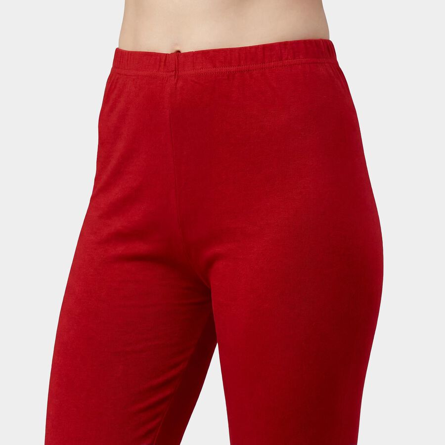 Women's Maroon Slim Fit Cotton Blend Churidar Leggings, Maroon, large