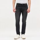 Men's Dark Charcoal Black Slim Fit Tapered Jeans, Dark Blue, small