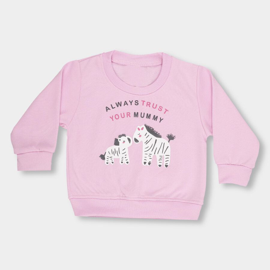 Infants Light Pink Crew Neck Casual Sweatshirt, Lilac, large image number null