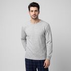 Men's Grey Long Sleeve Thermal, मिश्रित हल्का ग्रे, small