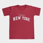 Boys' Pink Round Neck Casual T-Shirt, गुलाबी, small