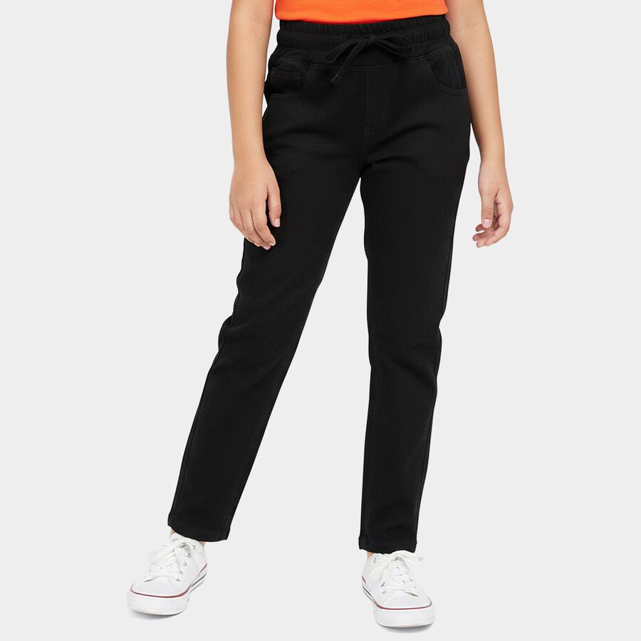 Girls Black Relaxed Fit Cargo Jogger Jeans, काला, large