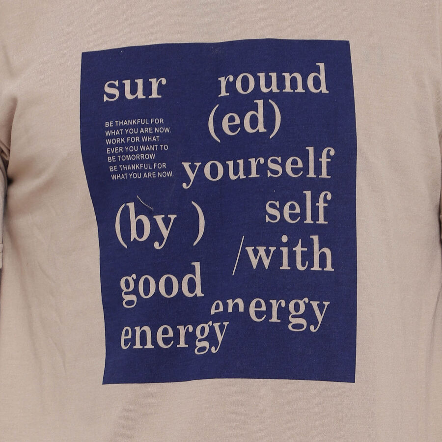 Round Neck T- Shirt, Beige, large image number null