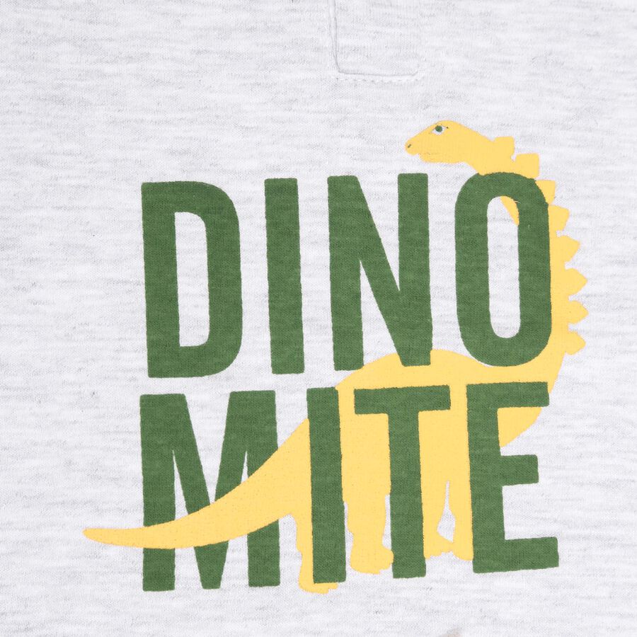 Infants Cotton Round Neck T-Shirt, Melange Light Grey, large image number null