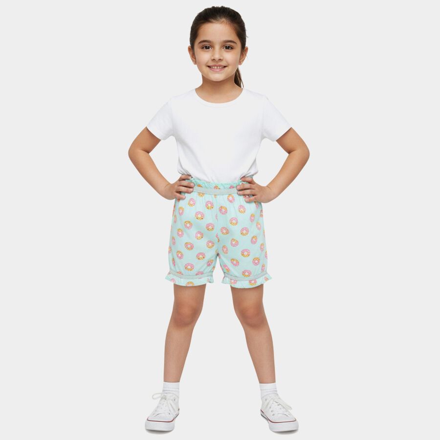 Girls' Light Green Regular Fit Basic Bloomers, हल्का हरा, large
