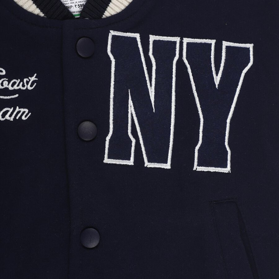 Boys' Deep Midnight Navy Crew Neck Casual Sweatshirt, Navy Blue, large image number null