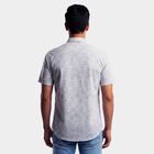 Men's Light Grey Cotton Spread Collar Classic Casual Shirt, Light Grey, small