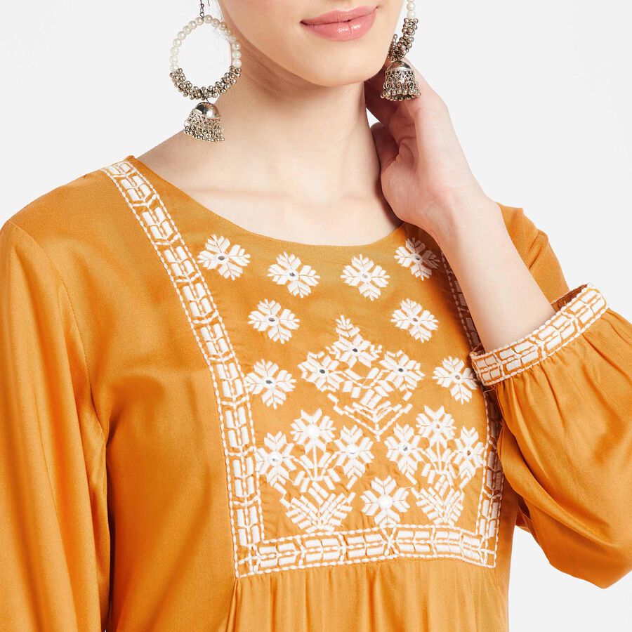 Solid Empire Line Kurta, Mustard, large image number null