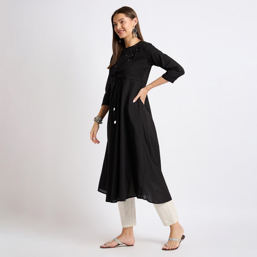 Ladies' 100% Cotton Kurta , काला, large image number null