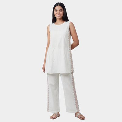 Women's Eggshell White Floral Printed Ethnic Set