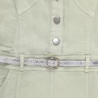 Girls' Light Sage Green Button-Down Collared Frock with Belt, Light Green, small image number null