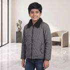 Boys Grey Bomber Jacket, Dark Grey, small
