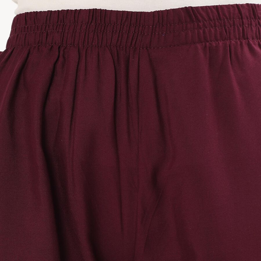 Women's Ivory Regular Fit Solid Palazzos, वाइन, large image number null