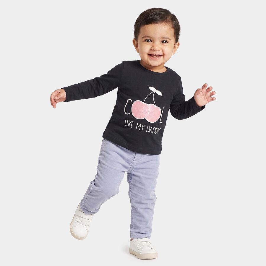 Infants Navy Blue Cotton Round Neck Regular T-Shirt, Navy Blue, large