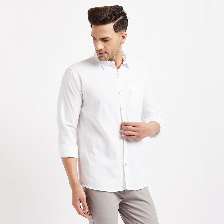 Cotton Solid Casual Shirt, White, large image number null