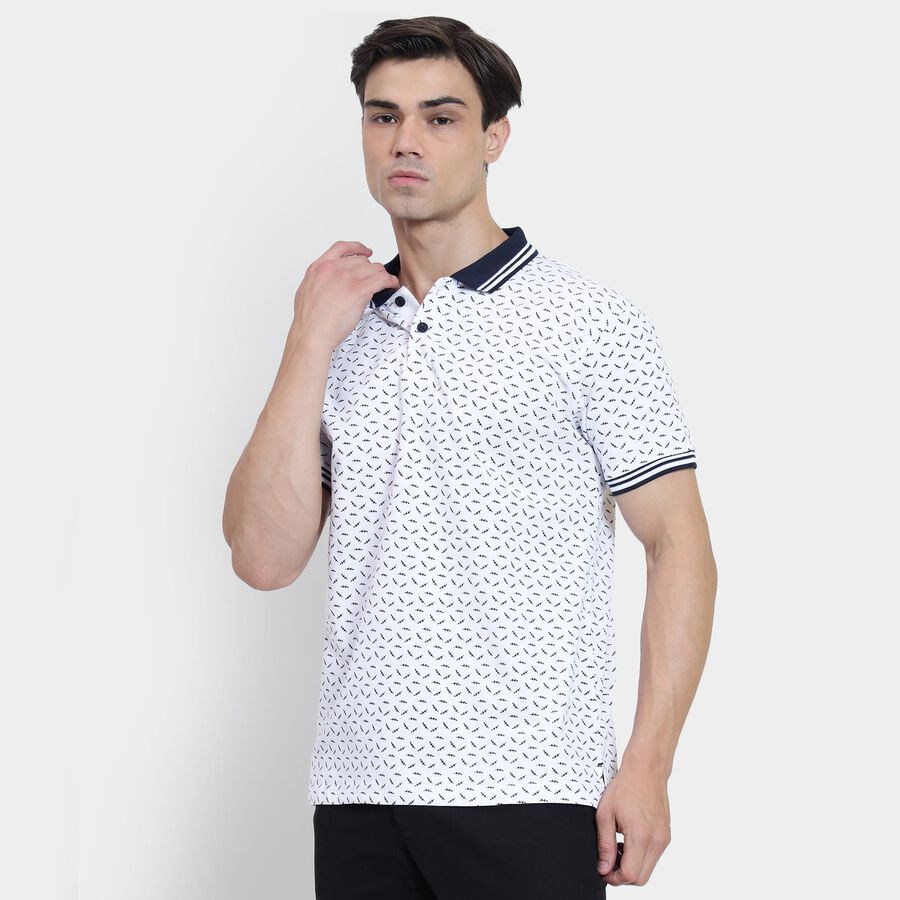 Men's 100% Cotton Collared Half Sleeves T-Shirt , Navy Blue, large image number null