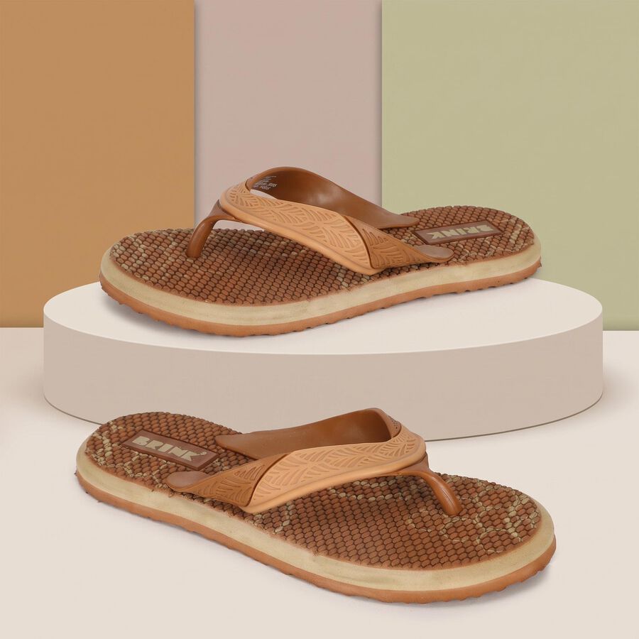 Women's Beige Toe-Post Flip-Flop Slippers, Beige, large