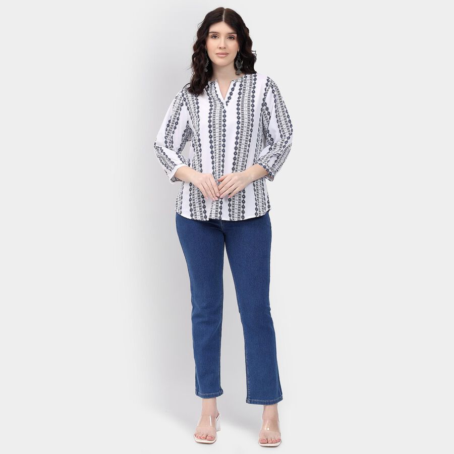 Ladies'  Stripes Shirt, ऑफ व्हाइट, large