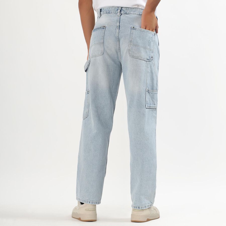 Men's Blue Regular Fit Five-Pocket Jeans, Light Blue, large