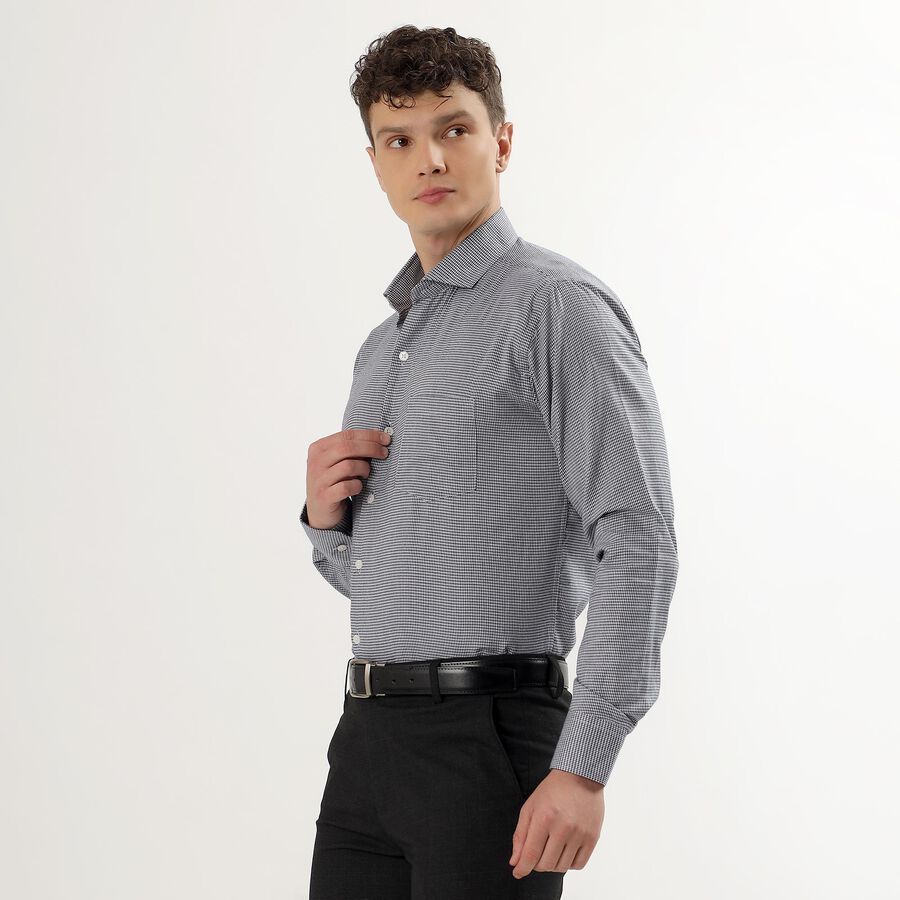 Men's 100% Cotton Cut Away Collar Formal Shirt, Navy Blue, large image number null