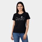 Ladies' Round Neck T-Shirt, काला, small