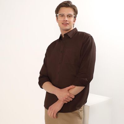 Men's Rich Chocolate Brown Classic Casual Shirt