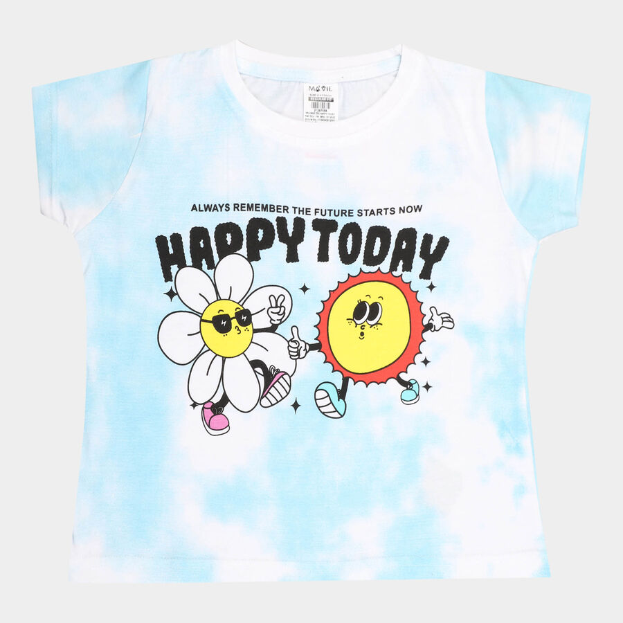 Girls Cotton T-Shirt, Light Blue, large image number null