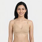 Women's Beige Cotton Blend Regular T-Shirt Bra, Beige, small