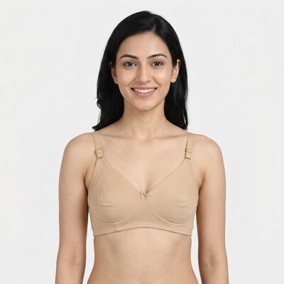 Women's Beige Cotton Blend Regular T-Shirt Bra