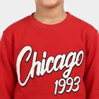 Boys' Red Crew Neck Graphic Print Sweatshirt, Red, small